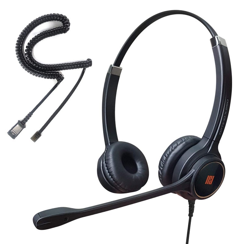 IPD IPH-255 Phone Headset with Noise Cancelling Microhone for Office and Call Center- Comapatible with Polycom VVX,Aastra,Avaya Digital, Nortel, Samsung,Mitel landline Phones - Image 1